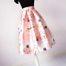 Новейшая Женская милая весенне-летняя розовая юбка-зонтик с принтом граффити А-силуэта средней длины Удлиненная юбка XHSD-3031