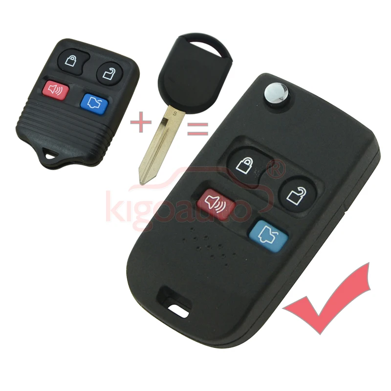 

Modified Folding Flip key Shell 4 button for Refit Ford Escape Edge Lincoln Mercury Remote Key fob Case Shell kigoauto