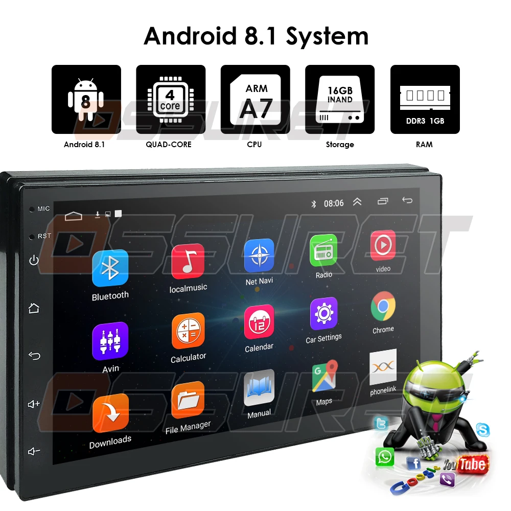 Top Hizpo 2din  Android 8.1 Universal GPS Radio Stereo Audio Car Multimedia Player For Nissan For KIA For Toyota For Honda TPMS 5