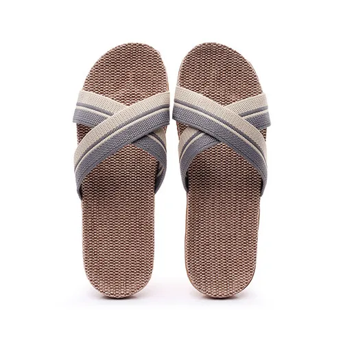 Suihyung Summer Flax Slippers Women Men Casual Linen Slides Multi-Style Non-Slip EVA Home Flip Flops Indoor Shoes Female Sandals 