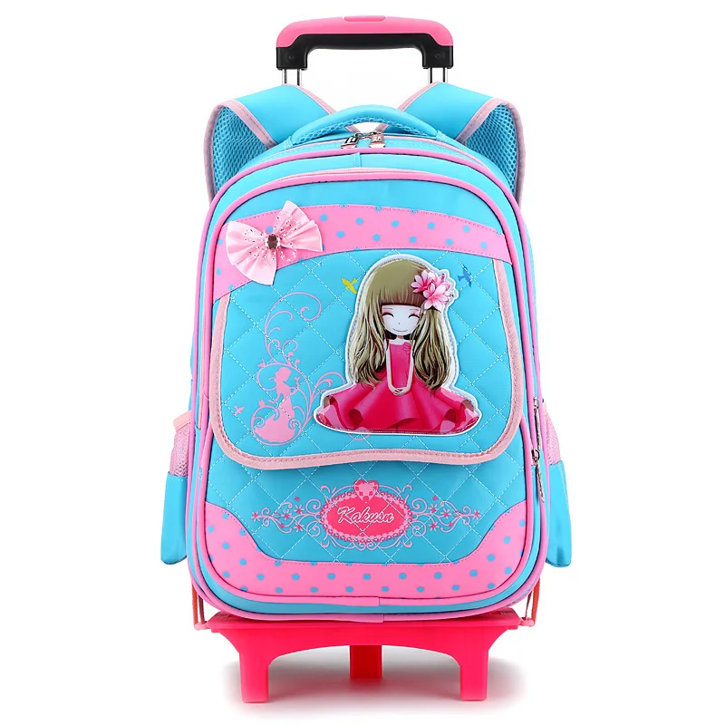 

2 Wheels High Quality Girls Trolley Backpack Schoolbag Orthopedic Bags For Children Trolley School Bag Boys Backpack Shoulders