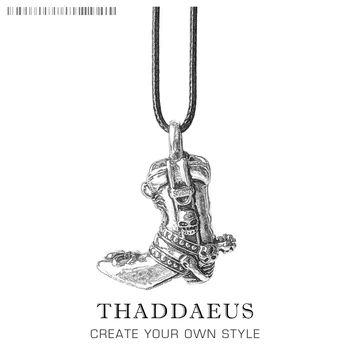 

Necklace Punk Boot , 2017 Brand Leather Rope Chain Fashion Classic Jewelry Thomas Style 925 Stering Silver Bijoux Gift For Men