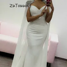 Облегающее белое дубайское вечернее платье, расшитое бисером длинное платье русалки для выпускного вечера с запахом размера плюс, летние праздничные вечерние платья в турецком стиле