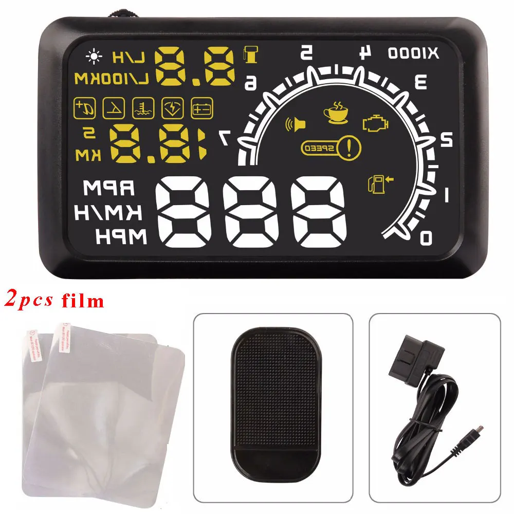 

Hot Car Head Up Display HUD Projector 5.5 Inch OBDII OBD 2 Interface KM/h MPH Speeding Warning Alarm System for Ford Toyota