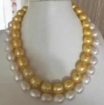 

35inch 50"10-12mm baroque white yellow Multicolor pearl necklace