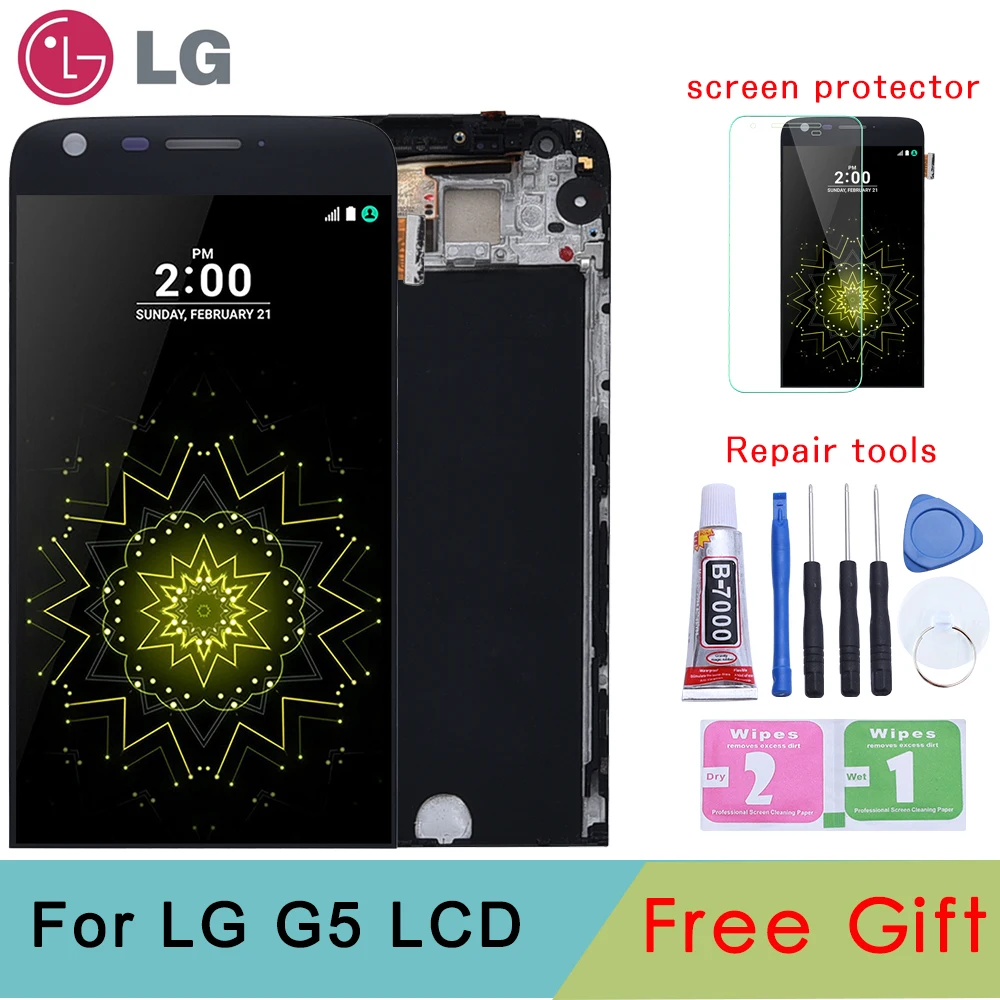 Скидка Оригинальный ЖК дисплей для LG G5 H850 H840 H860 с кодирующий преобразователь сенсорного экрана в сборе с рамкой запасные части