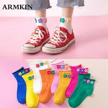 Женские носки ARMKIN в Корейском стиле милые цветочные носки повседневные хлопковые яркие цветные носки Изящные calcetines смешные носки Харадзюку