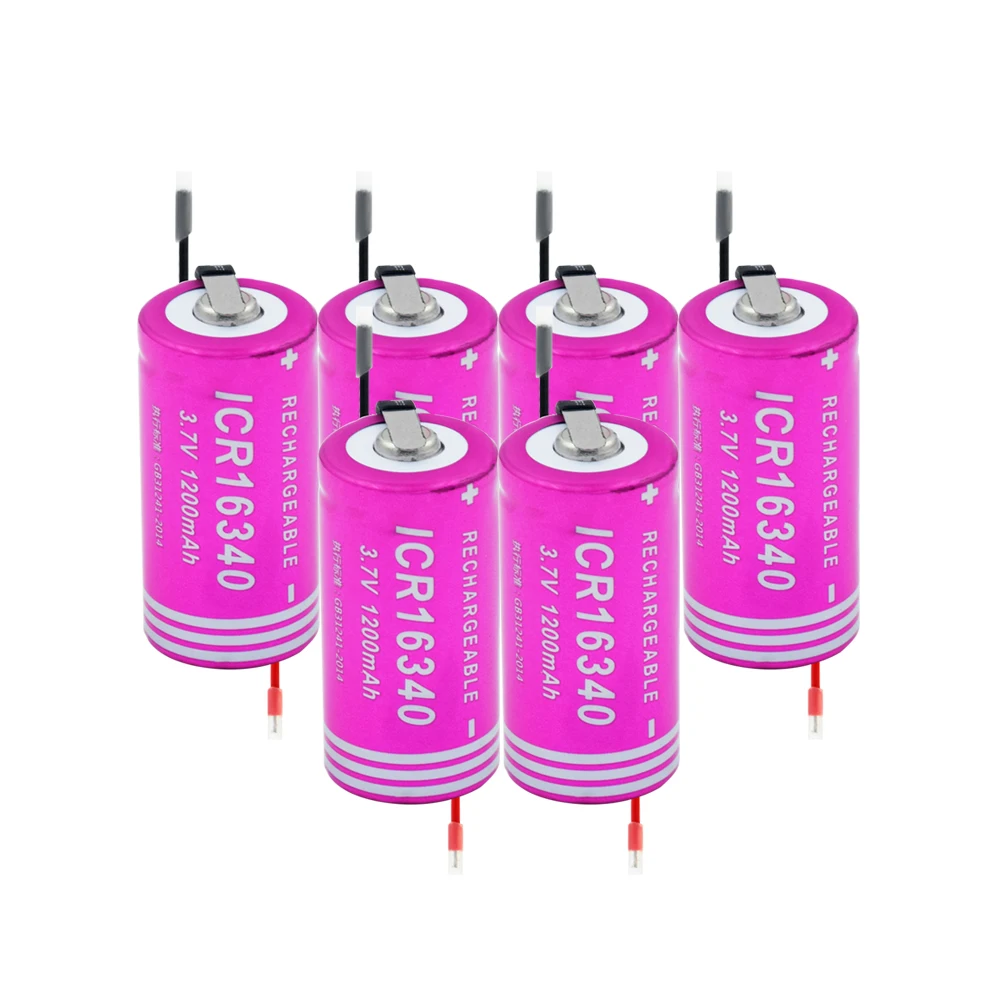 

6/8/10 Pcs Rechargeable K123A 16340 Li Ion Battery 3.7V Volt 1200mAh 16340 5018LC Torch Flashlight Replacement Battery Cells