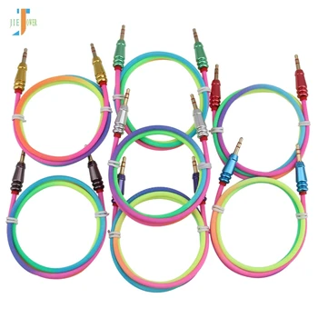 

300pcs Aux Cable 3.5mm Jack Rainbow Round Bullet Male To Male Audio Cable Adapter for Samsung Car Speaker Laptop Wire Aux Cord
