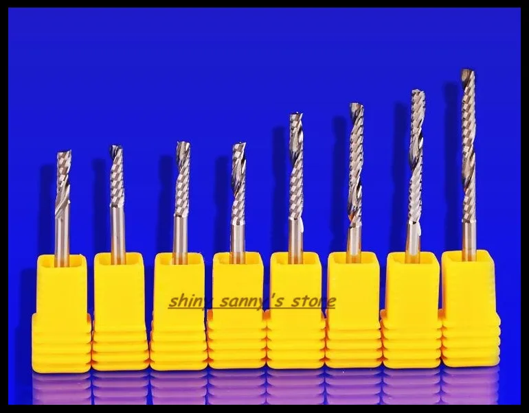 

3.175x10/12/15/17/22/25/28/32mm Single Flute Spiral End Mill Acrylic PVC MDF Milling Cutter Tungsten Cutting Tool CNC Tool