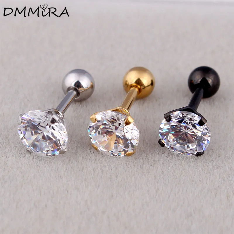 Модные женские классические серьги-гвоздики с кристаллами, серебро, золото, черный, нержавеющая сталь, кубический цирконий, серьги-гвоздики, украшения для ушного пирсинга