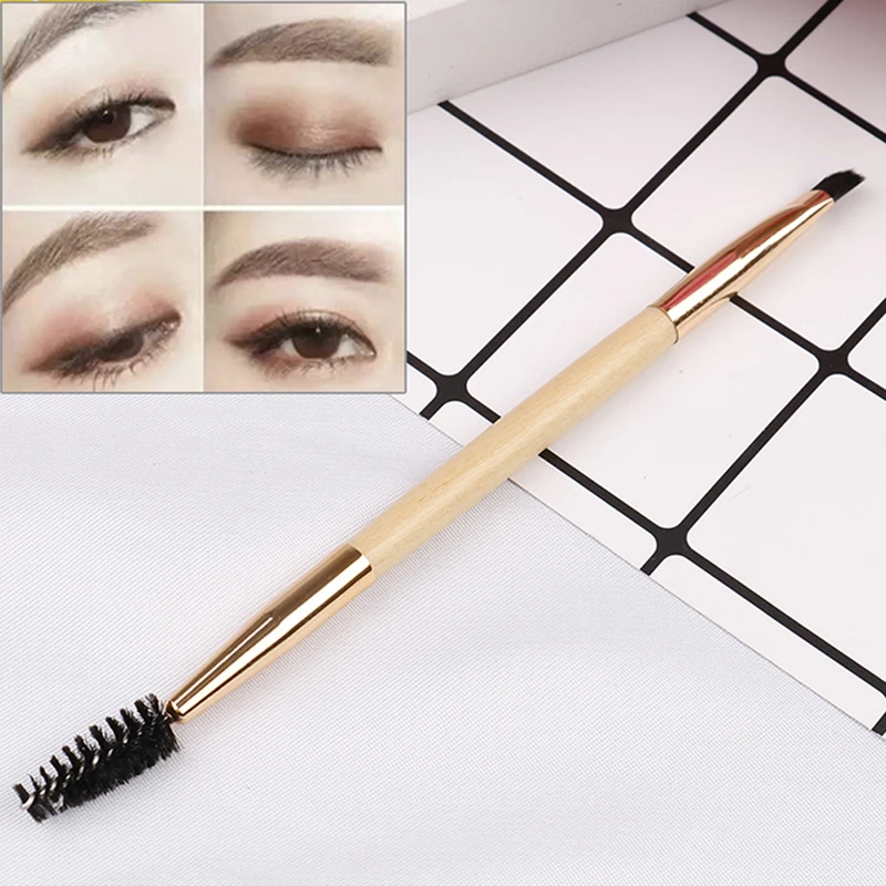 1PCS Professional Makeup EyeBrow Eyelash Brushes Bamboo Handle Double Eyebrow Brush Cosmetics Concealer Tools