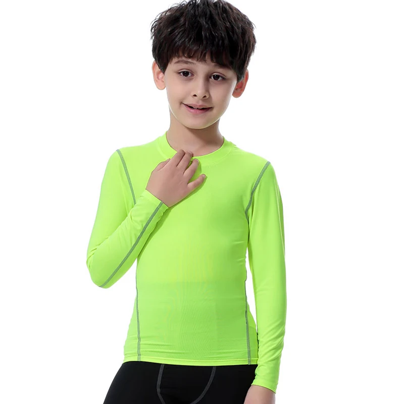 Boy's Compression Shirt Long Sleeve TShirt Fitness tops rashguard