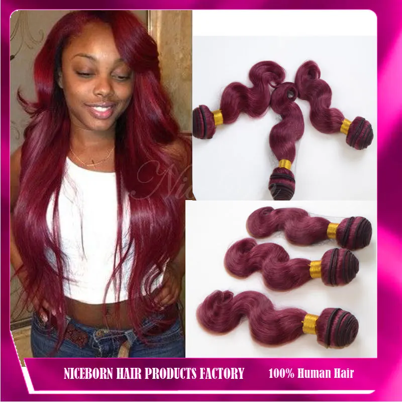 best selling 1pc burgundy brazilian hair 99j red wine colored hair