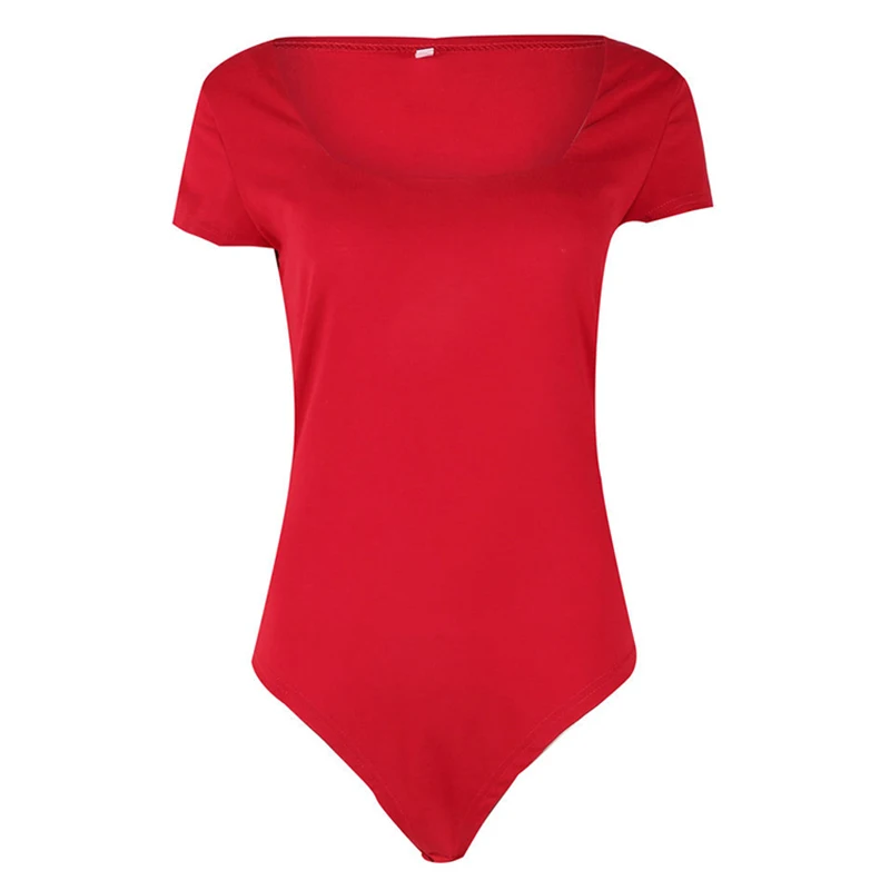 Women's Summer Bodysuit White Red Office Ladies Bodysuit Woman Sexy Short Sleeve Casual Body Tops Playsuit Clubwear Body Suits