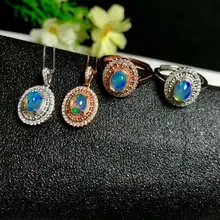 Shilovem 925 серебро натуральный опал кольца открытая подвеска с черным коженным ремешком для женщин Модный свадебный подарок открытый yhtz0507ago