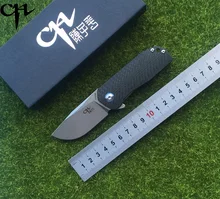 CH 3005 new folding knife AUS-8 blade ball bearing TC4 titanium alloy + carbon fiber handle camping hunting pocket fruit knife E
