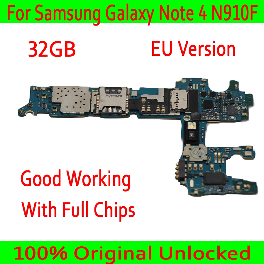 

EU Version For Samsung Galaxy Note 4 N910F Motherboard,Original unlocked for Note 4 N910F Logic board + Full Chips,Free Shipping