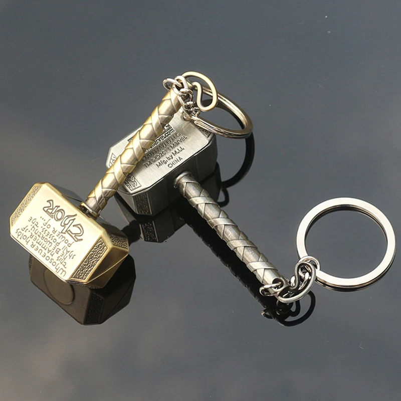 Vintage Thor Hammer Keychains Avengers for Men Key Rings Movie Key
