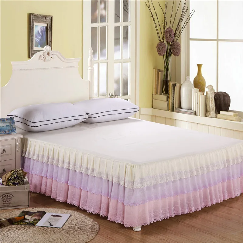 The New Fashion Hot Polyester Fiber Beige Bed Skirt Warm And
