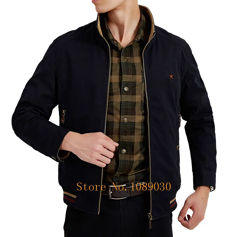 Мужская одежда AFS JEEP Осенняя Двусторонняя Куртка для среднего возраста с вышивкой хлопок jaqueta masculina Bomber Брендовое пальто для мужчин