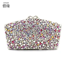 Xiyuan бренд цветок красочные Украшенные стразами клатч Вечерние сумки для женщин для свадьбы и вечеринки кристалл сумочка кошельки подарки