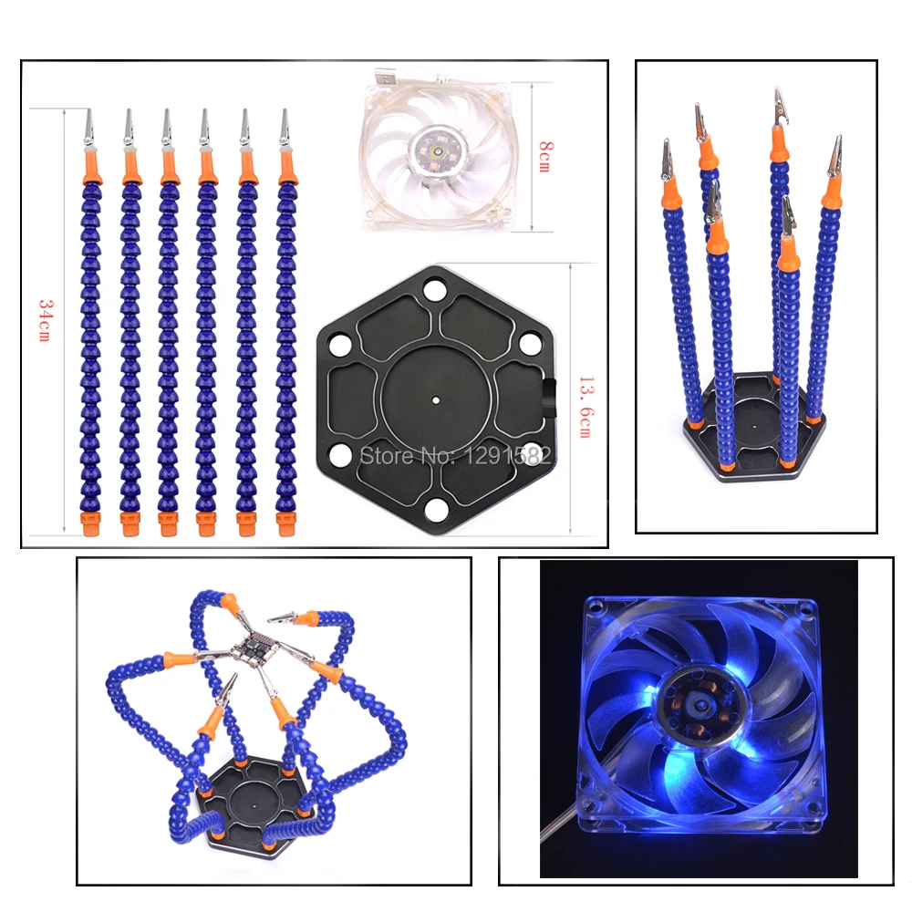 

Helping Hands Third Hand Soldering Tool 6 Flexible Arms Six Arm Soldering Station W/ Swiveling Alligator Clip for RC FPV Drone