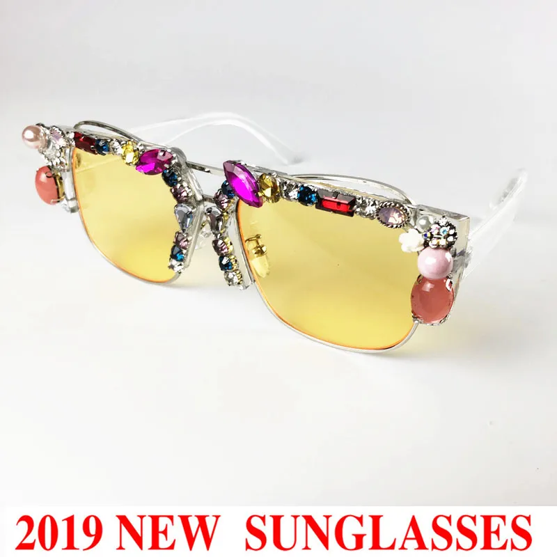

Color Crystal Sunglasses Women Square Vintage sunglasses Luxury Sun glasses for Woman Oversize Fashion Shade UV400 NX