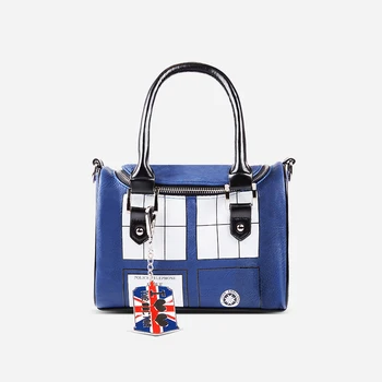

new Doctor Who Bag Tardis Shoulder Keychain Metal Crossbody Handbag in PU Leather