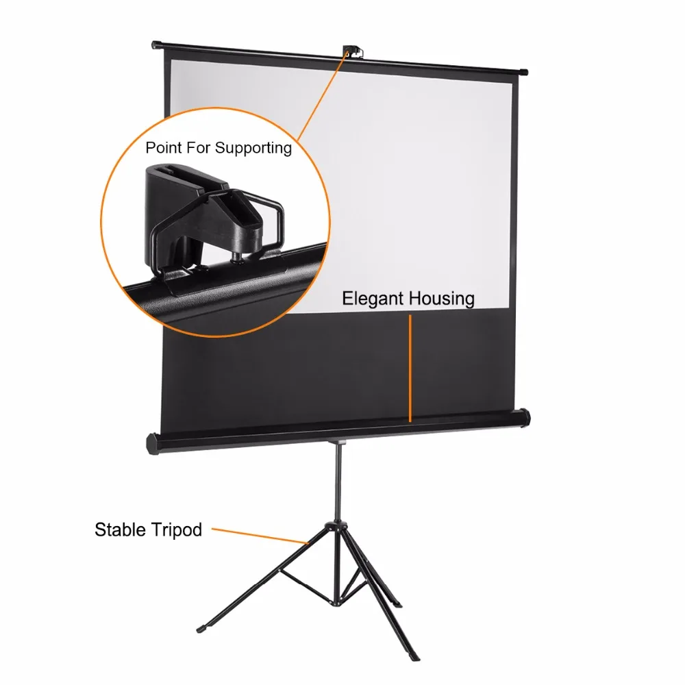 Excelvan 100 дюймов 16:9 1,1 усиления Портативный подтягивающийся кронштейн проектор экран для HD кинопроекции с стабильной подставкой штатив