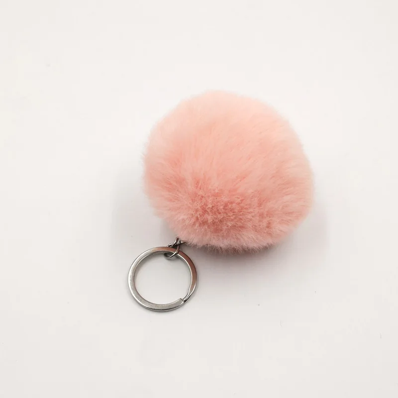 Милый искусственный мех кролика брелок с пушистым помпоном для женщин sleutelhanger помпон llaveros mujer сумка для автомобилей брелок для ключей portachiavi - Цвет: korean Pink