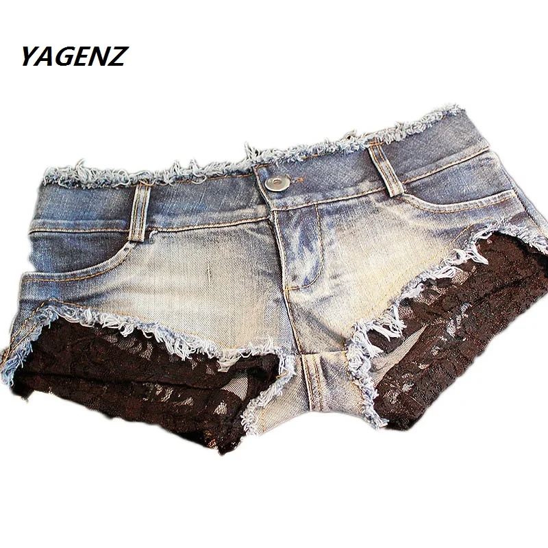 

2019 Summer Fashion Sexy Women Sexy Cut Off Low Waist Lace Shorts Women Denim Jeans Super Mini Womens Disco Dance Hotpants Hot