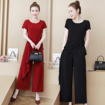 

Summer Style Irregular Two Piece Set Woman Suit Plus Size 4xl Stylish Top&pants Set Ensemble Femme Survetement Conjunto Feminino