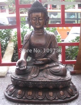 

002332 26 Inch Chinese Red Bronze carved Buddhism Sakyamuni Buddha Sculpture Statue