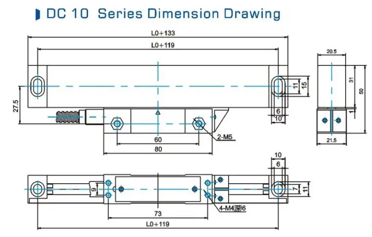 Линейная оптическая шкала с разрешением 1 мкм 0-1100 мм, разъем DB9 ttl/RS422, линейная стеклянная шкала сигнала