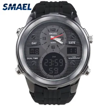 

SMAEL Brand Watch Dual Time Wristwatch Waterproof LED Digital Watch Men Quartz Clock 1273 relogio masculino top brand Best Gift