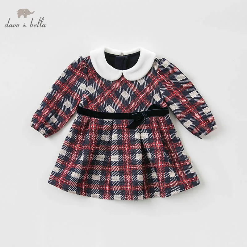

DBZ8925 dave bella baby Plaid Dress girls long sleeves autumn dresses kids girls dress children birthday party boutique dress
