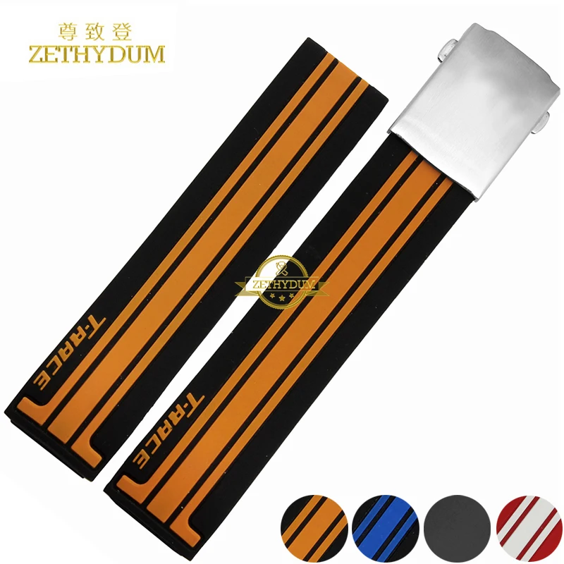 

Silicone rubber watchband bracelet watch strap waterproof sport wristband wristwatches band 21mm belt folding buckle