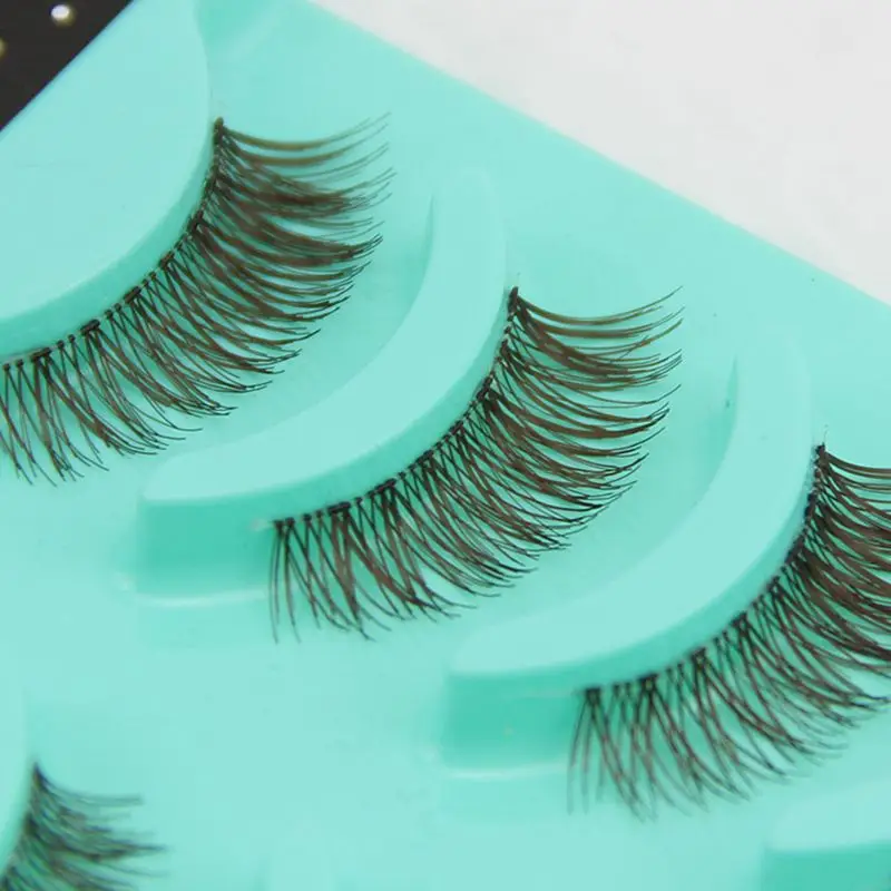 

Brown False Eyelashes Half Stage Makeup 5 Pairs Handmade Fake Eyelashes Transparent Stems Natural Soft Lashes Crisscross