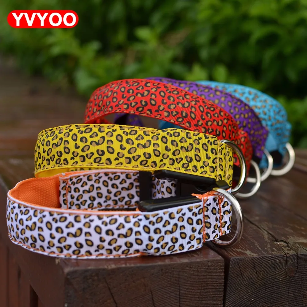 Leopard LED ошейник для питомца собаки Ночная безопасность мигающий светящийся