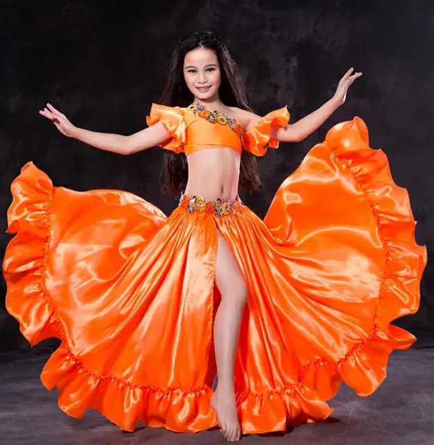 Newest Fashion Ruffle Short Sleeve Belly dance Skirt 2pcs set for