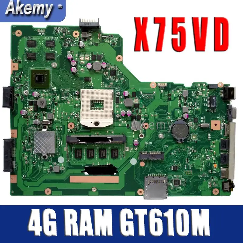 Amazoon X75VD محمول اللوحة الأم ل ASUS X75VD X75VC X75VB X75A X75V X75 اختبار اللوحة الأصلية 4G RAM GT610M