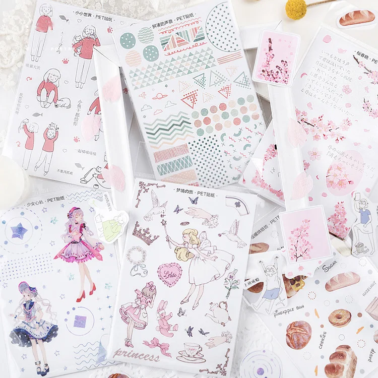 

Mohamm Spring Breeze Blowing Series PET Stickers Pack Handbook Journal Diary Decorative Paper Scrapbooking Diy Craft Stationery
