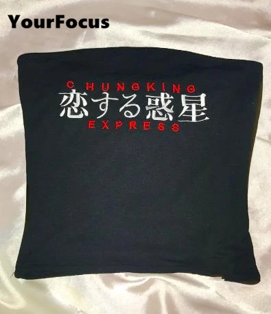 

New summer 2018 sexy punk rok gothic crop top CHUNGKING EXPRESS BOOB TUBE in black letters embroidery cropped women