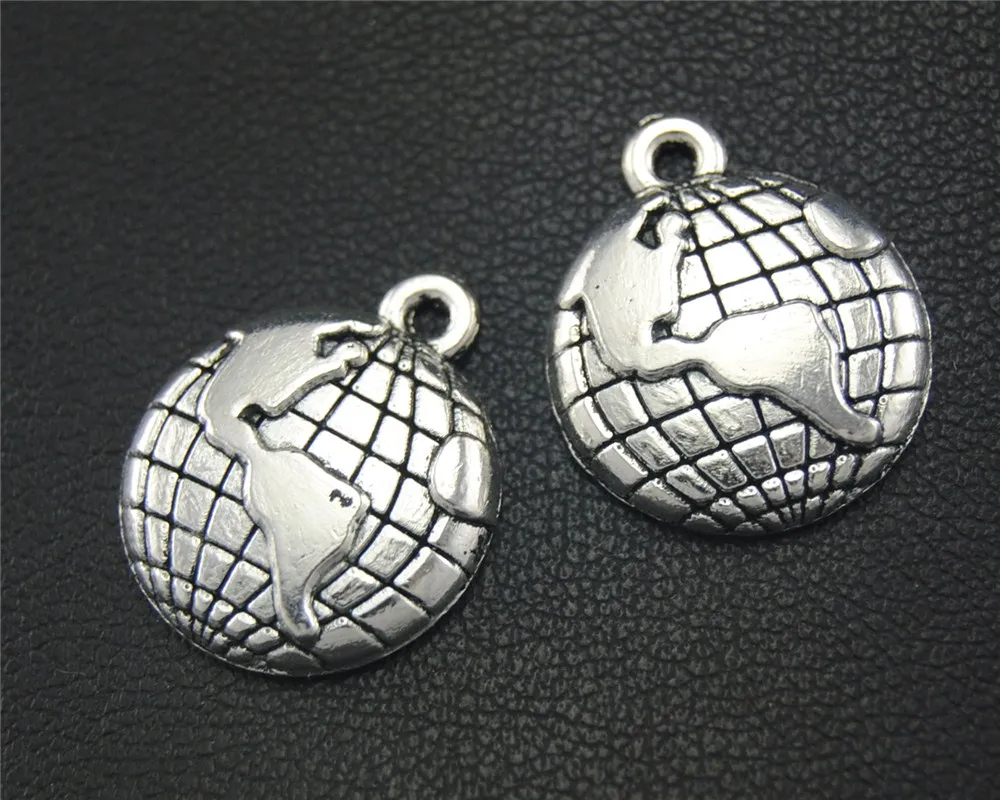 8 шт. серебристые/Бронзовые земляные глобусы|charm globe|charms antique bronzecharms bronze |