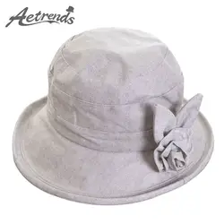 [AETRENDS] 2017 Летняя шляпа для Для женщин хлопок широкий с полями, солнце шляпа Z-5127