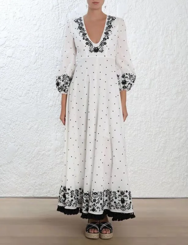 

2019 new V collar wave point flax dresses 1 colour 3 sizes women clothes