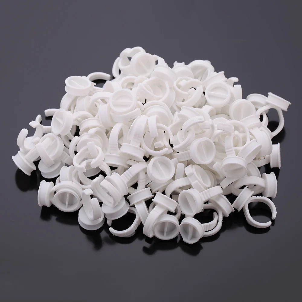 

100 pieces/bag Glue Holder Plastic Adhesive Ring in 2 parts Pallet Eyelash Extension Glue Rings for make up