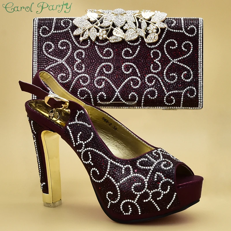Assorties Zs gold Chaussures Partie Black wine Ensemble Sac Blue Gold Pour 06 Et Mis La New Africaine Nigérian purple Talons En royal E6xq5Tw