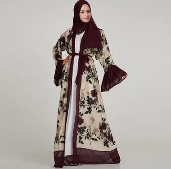 

Modest Lace embroidery Muslim Cardigan Dress Robe Dubai Abaya Fashion Women Islamic Clothing Moroccan Kaftan Islam Dress a1066